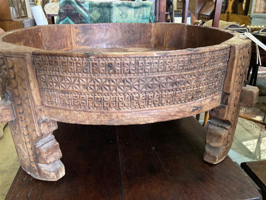 An African Islamic ceremonial circular carved hardwood table, 70cm diameter, height 29cm